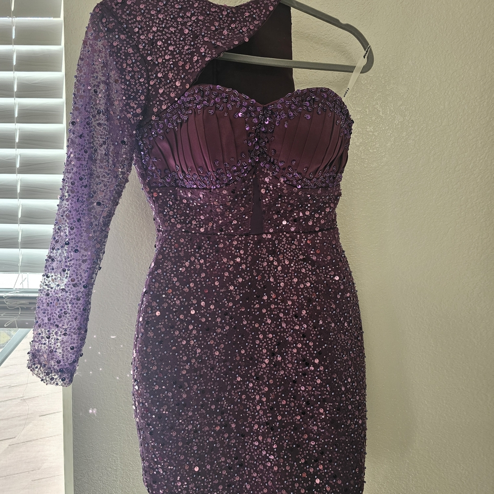 Elegant Purple Sequin One-Shoulder Dress